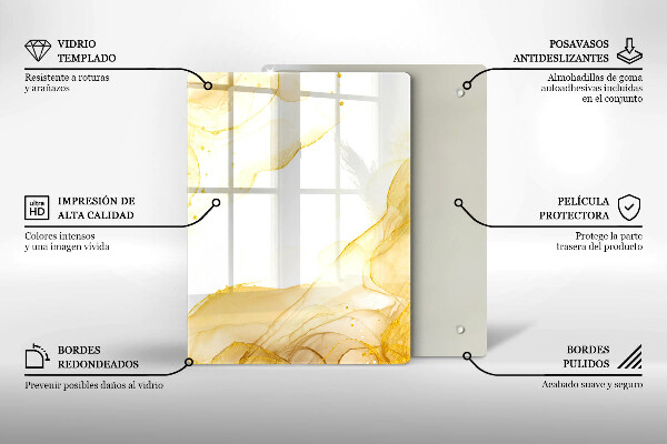 Tabla de cortar de vidrio Patrón de hojas boho