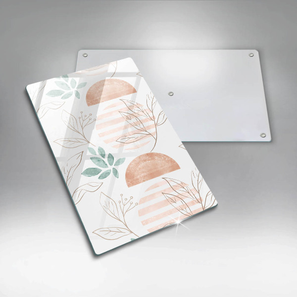 Tabla de cortar de vidrio Patrón de hojas boho