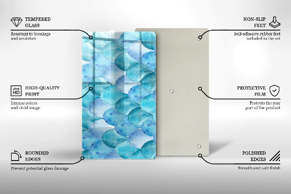 Tabla de cortar de vidrio Escamas de acuarela