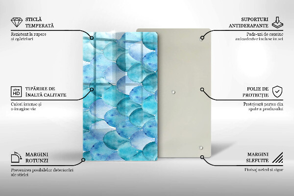 Tabla de cortar de vidrio Escamas de acuarela