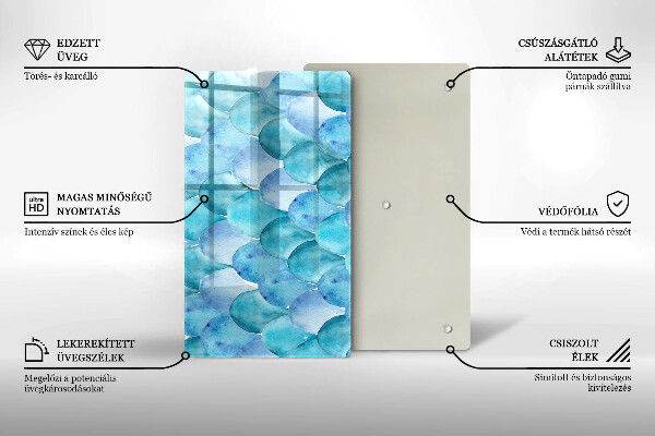 Tabla de cortar de vidrio Escamas de acuarela