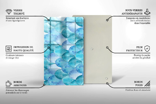 Tabla de cortar de vidrio Escamas de acuarela