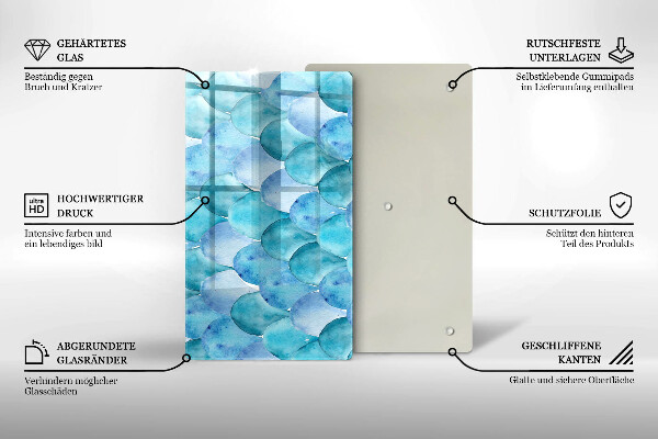 Tabla de cortar de vidrio Escamas de acuarela