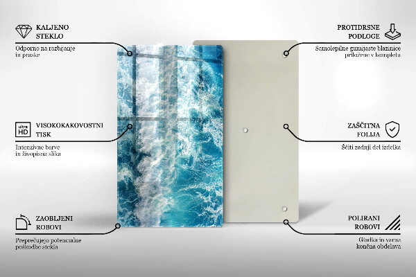Tabla de cortar de vidrio Olas de agua de mar