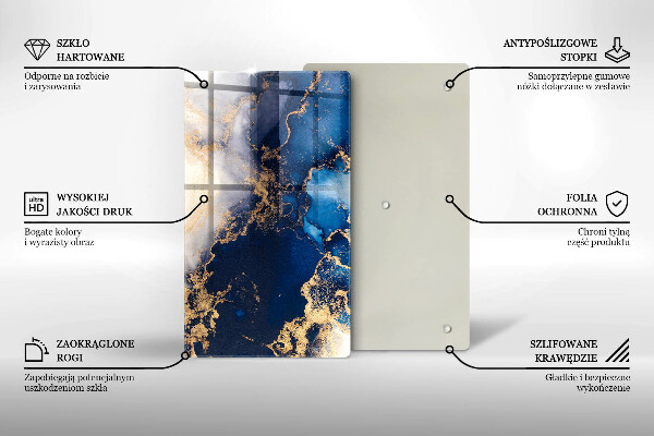 Tabla de cortar de vidrio Fondo elegante y oro