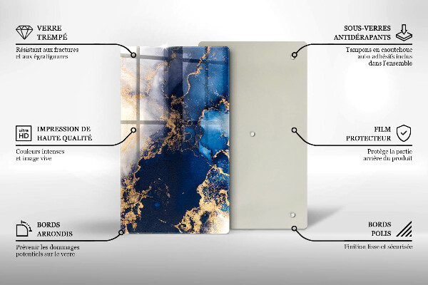 Tabla de cortar de vidrio Fondo elegante y oro