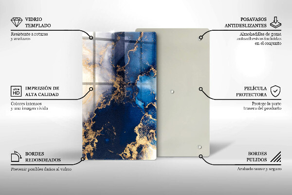 Tabla de cortar de vidrio Fondo elegante y oro