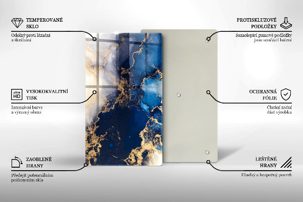 Tabla de cortar de vidrio Fondo elegante y oro