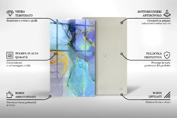 Tabla de cortar de vidrio Piedra dorada agrietada