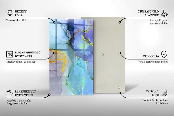Tabla de cortar de vidrio Piedra dorada agrietada