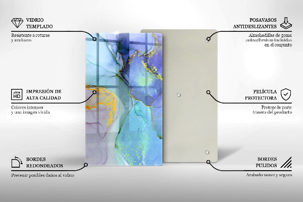 Tabla de cortar de vidrio Piedra dorada agrietada