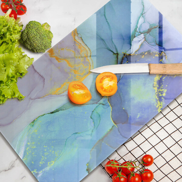 Tabla de cortar de vidrio Piedra dorada agrietada