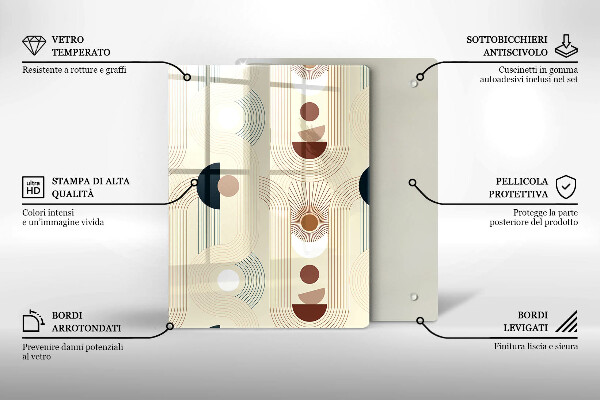 Tabla de cortar de vidrio Patrón de líneas modernas
