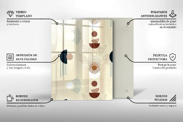 Tabla de cortar de vidrio Patrón de líneas modernas