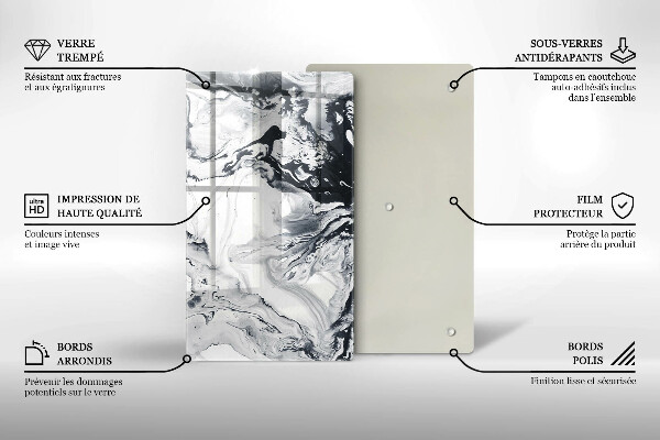 Tabla de cortar de vidrio Abstracción de tinta