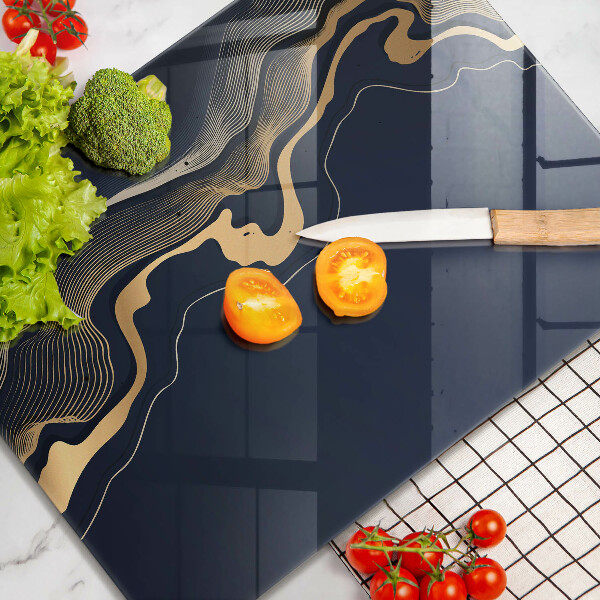 Tabla de cortar de vidrio Líneas doradas abstractas