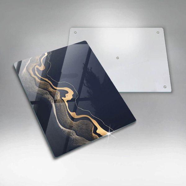 Tabla de cortar de vidrio Líneas doradas abstractas