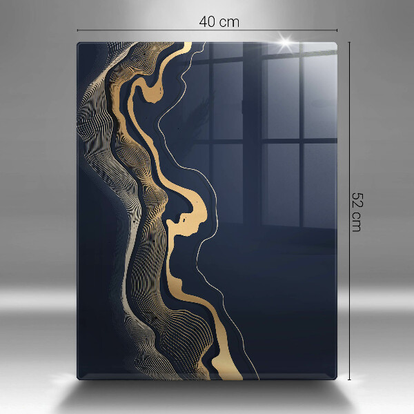 Tabla de cortar de vidrio Líneas doradas abstractas