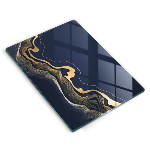 Tabla de cortar de vidrio Líneas doradas abstractas