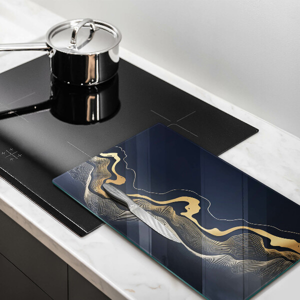 Tabla de cortar de vidrio Líneas doradas abstractas