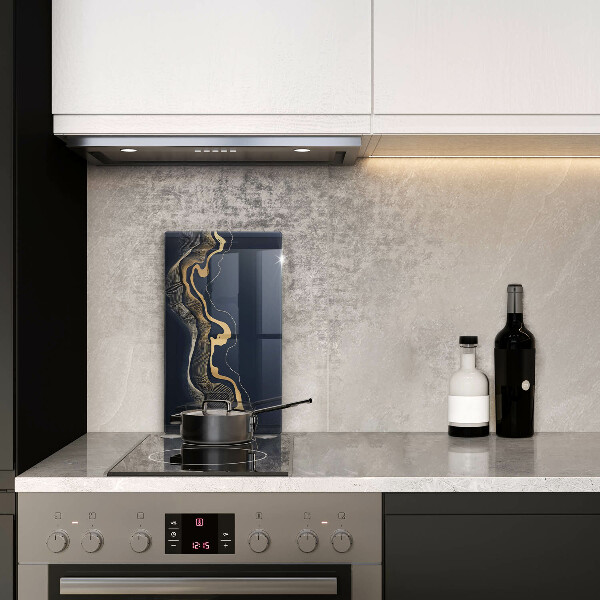 Tabla de cortar de vidrio Líneas doradas abstractas