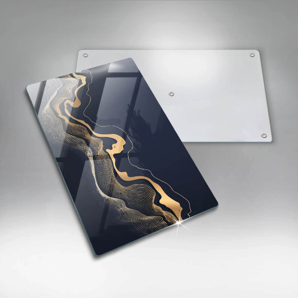 Tabla de cortar de vidrio Líneas doradas abstractas