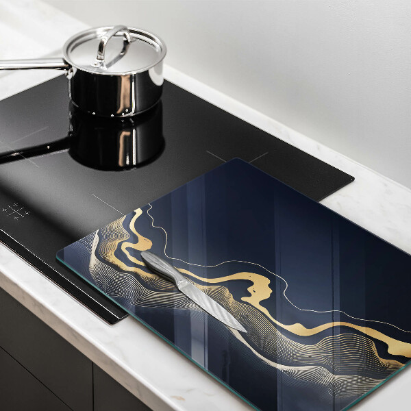 Tabla de cortar de vidrio Líneas doradas abstractas