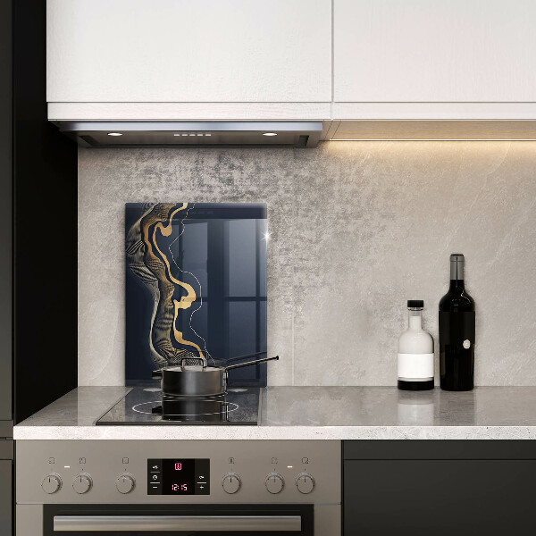 Tabla de cortar de vidrio Líneas doradas abstractas