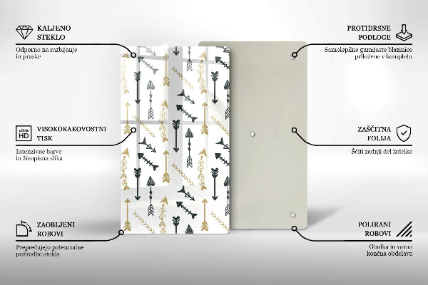 Tabla de cortar de vidrio Patrón de flechas boho