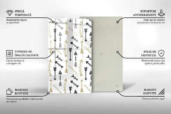 Tabla de cortar de vidrio Patrón de flechas boho