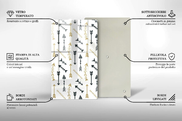 Tabla de cortar de vidrio Patrón de flechas boho