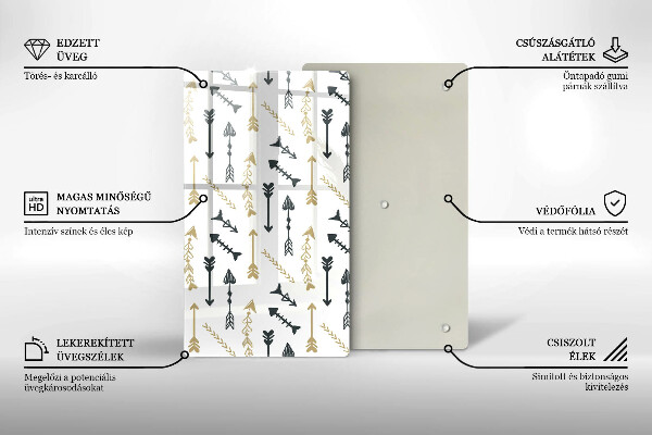 Tabla de cortar de vidrio Patrón de flechas boho