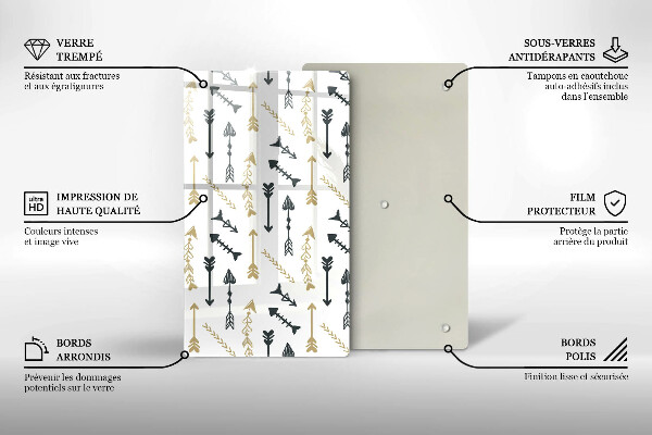 Tabla de cortar de vidrio Patrón de flechas boho