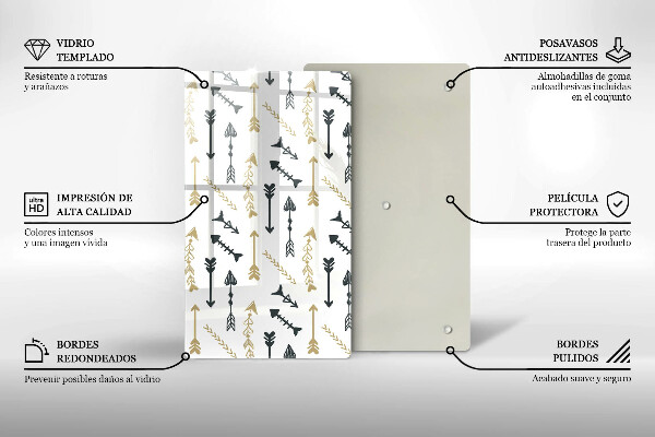 Tabla de cortar de vidrio Patrón de flechas boho