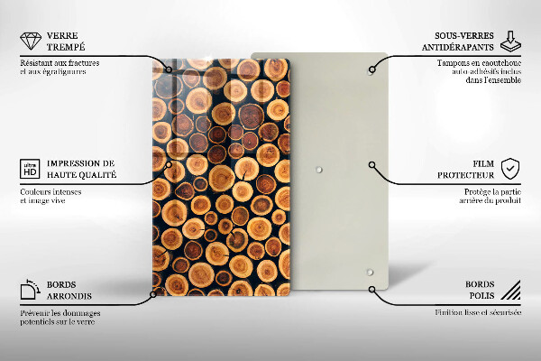 Tabla de cortar de vidrio Tocones de árboles de madera