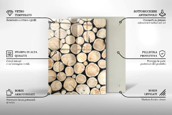 Tabla de cortar de vidrio Tocones de árboles de madera