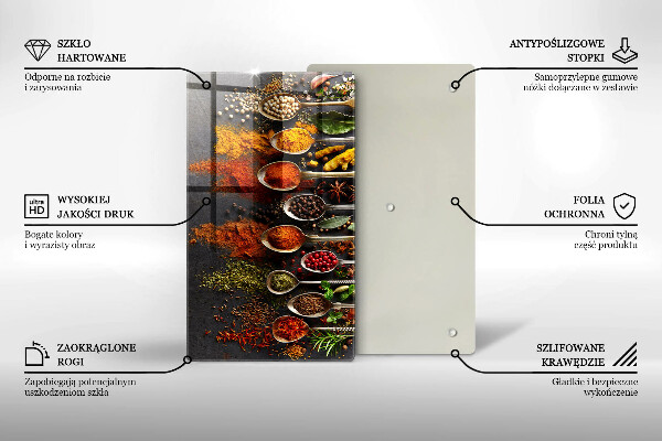 Tabla de cortar de vidrio Cucharas con especias