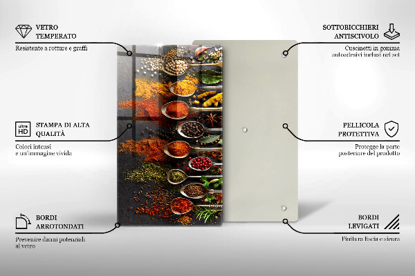 Tabla de cortar de vidrio Cucharas con especias