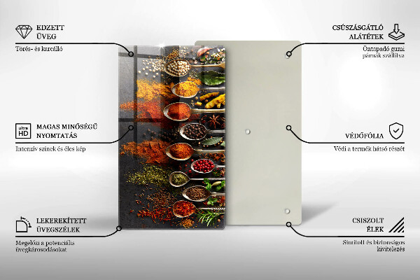 Tabla de cortar de vidrio Cucharas con especias