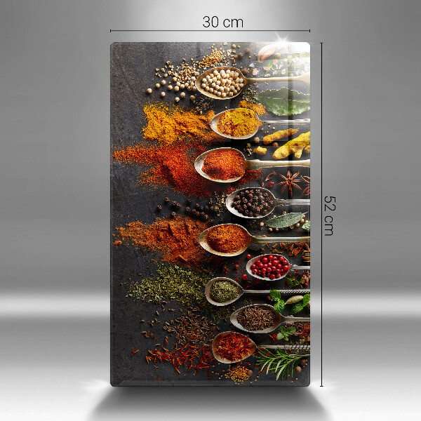 Tabla de cortar de vidrio Cucharas con especias