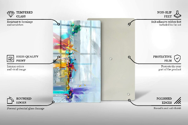 Tabla de cortar de vidrio Abstracción pintada