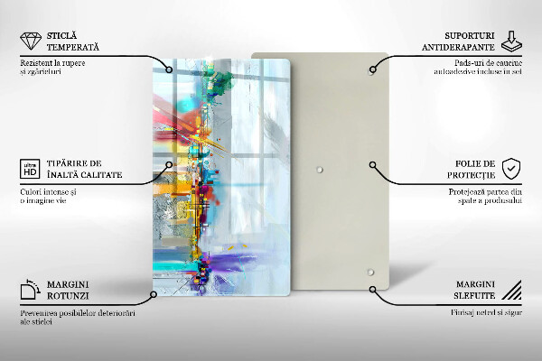 Tabla de cortar de vidrio Abstracción pintada