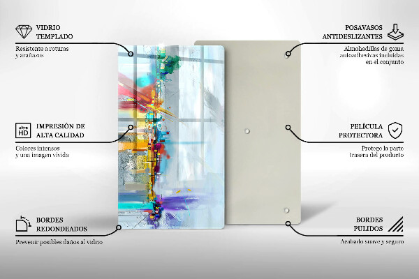 Tabla de cortar de vidrio Abstracción pintada