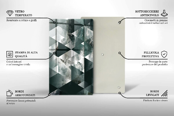 Tabla de cortar de vidrio Triángulos y agua