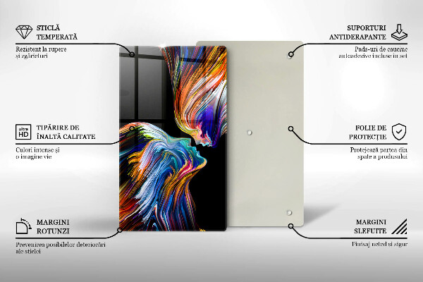 Tabla de cortar de vidrio Abstracción de beso