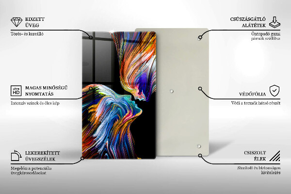 Tabla de cortar de vidrio Abstracción de beso