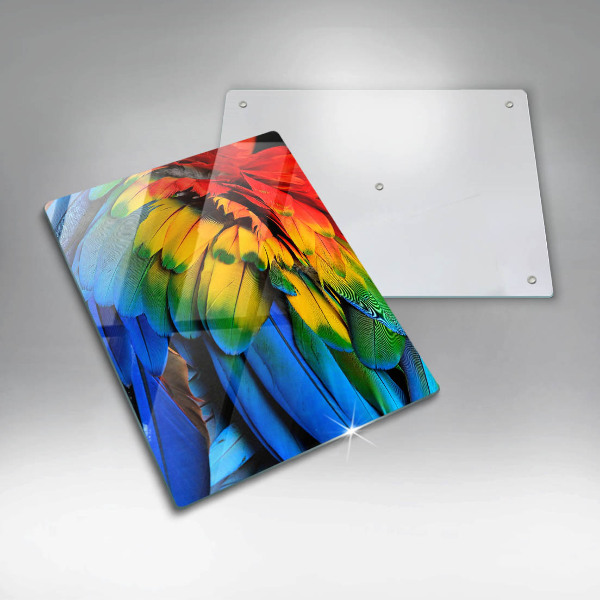 Tabla de cortar de vidrio Plumas de loro de colores