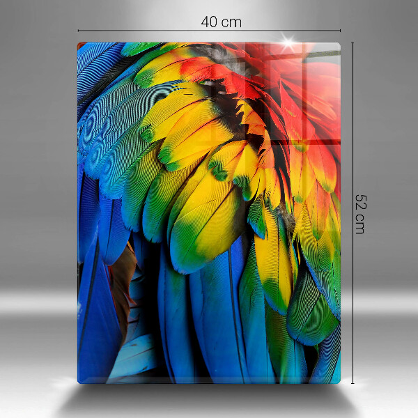 Tabla de cortar de vidrio Plumas de loro de colores