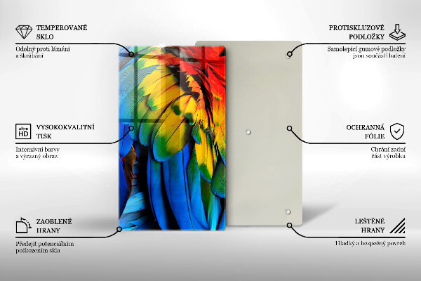 Tabla de cortar de vidrio Plumas de loro de colores