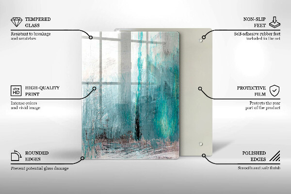 Tabla de cortar de vidrio Plumas de loro de colores